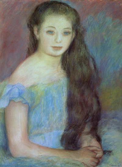 Portrait of a young girl with blue eyes, 1887 by Pierre Auguste Renoir